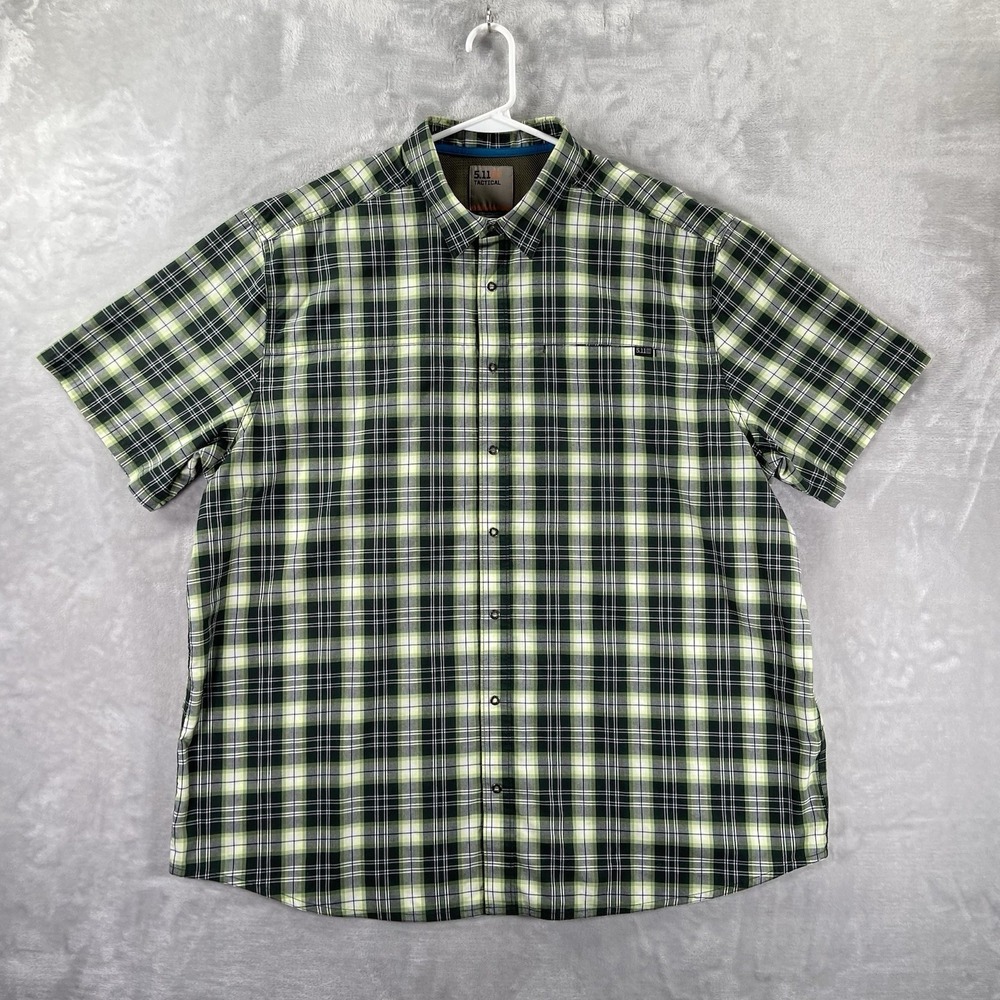 5.11 Tactical Shirt men's 2XL Snap Buttons HUNTER Short Sleeve Plaid Outdoor XXL
